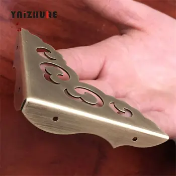 

4pcs 65MM Antique Copper Wrap Angle Brass Gusset Carving Door Decoration Corner Copper Sheet Stitch Frame Lens Firame