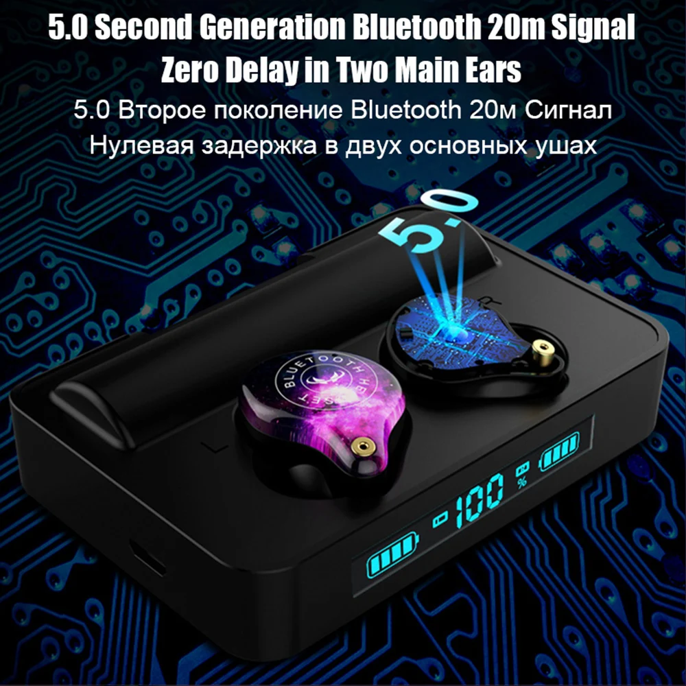 Najtaniej GOOJODOQ bezprzewodowe słuchawki Bluetooth IPX7 TWS 5.0 sport led słuchawki z redukcją hałasu HiFi 9D Stereo wodoodporne 3600mah