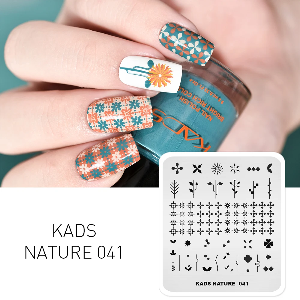 KADS Nail Stamping Plates Nature 041 Geometric Flower Pattern Nail Image Template Manicure Stencil For Nail Polish Printer Tools