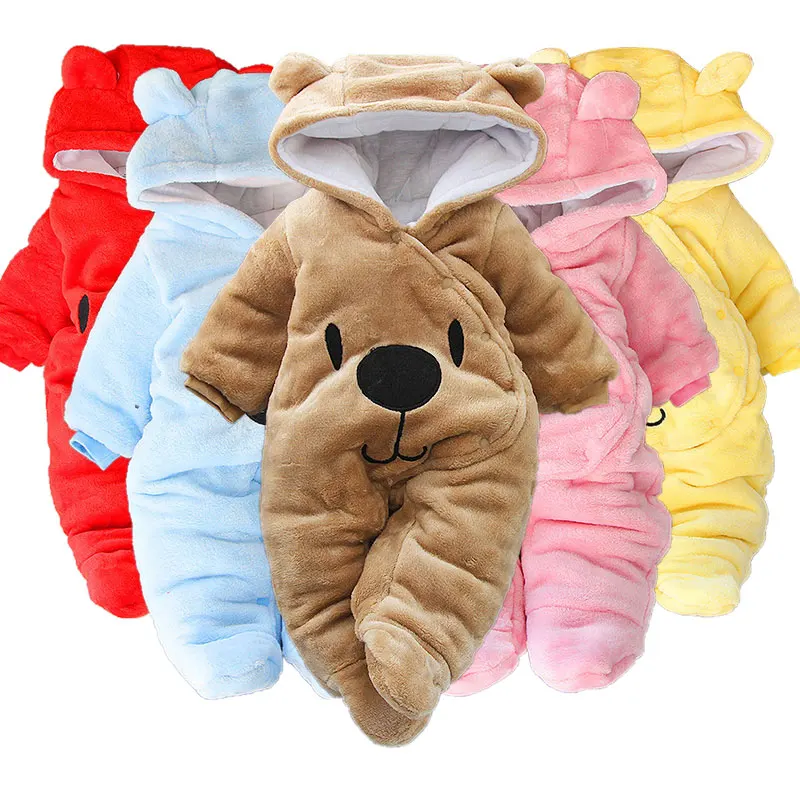 Baby girl clothes cartoon bear jumpsuit newborn baby boy clothes thickened baby jumpsuit cute newborn winter clothing