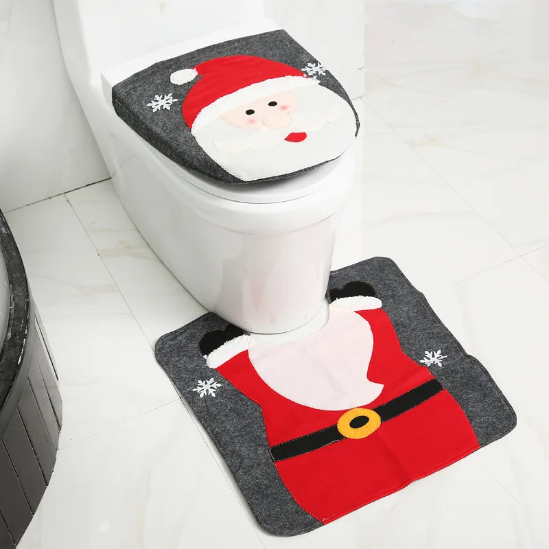 1PC Christmas Ornament Navidad Toilet Lid Cover Cap Santa Claus Red Hat Cover Snowman Xmas Decoration For Home