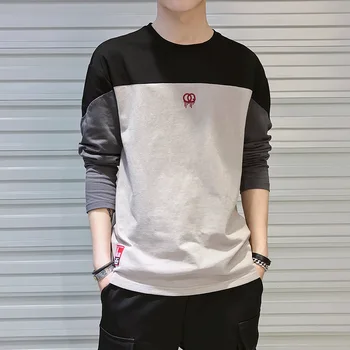 

Long-Sleeved T-shirt Men's Loose Cotton Men's Hoodie Spring and Autumn T-shirt Bottoming Shirt Clothes Thin for Autumn and