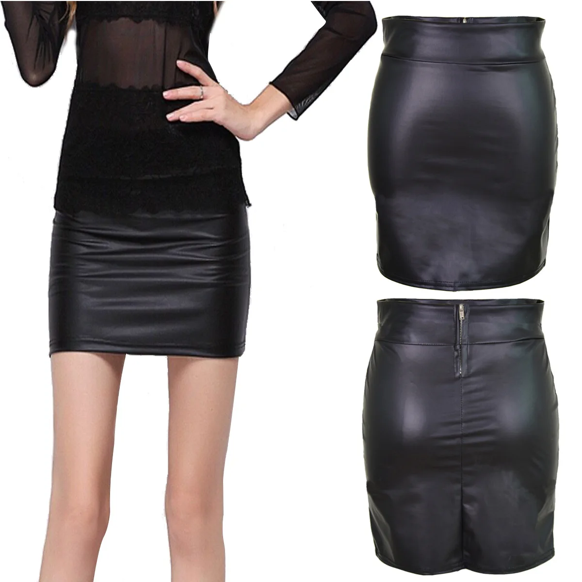 Korean Style Skirts Womens 2020 Mini Black Skirt  Solid  Pencil  Above Knee, Mini Sexy Woman Casual High Waist  Zipper Skirt