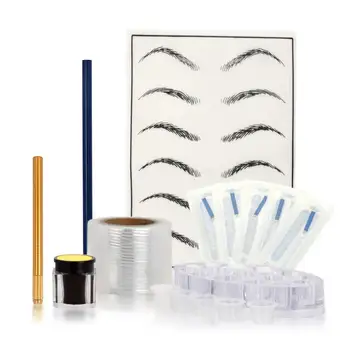 

Pro Eyebrow Microblad Kit Manual Tattoo Pen Pigment Needle Practice Skin Set