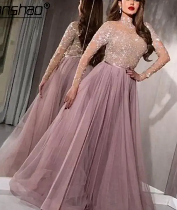 Прозрачное вечернее платье с аппликацией из бисера Illusion robe de soiree розовое вечернее платье на выпускной, вечернее платье - Цвет: same as photo