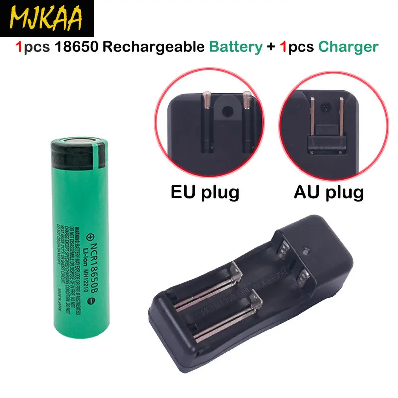 1 шт. MJKAA 18650 3 7 V 3400mAh литий-ионная аккумуляторная батарея + 2-слотное зарядное