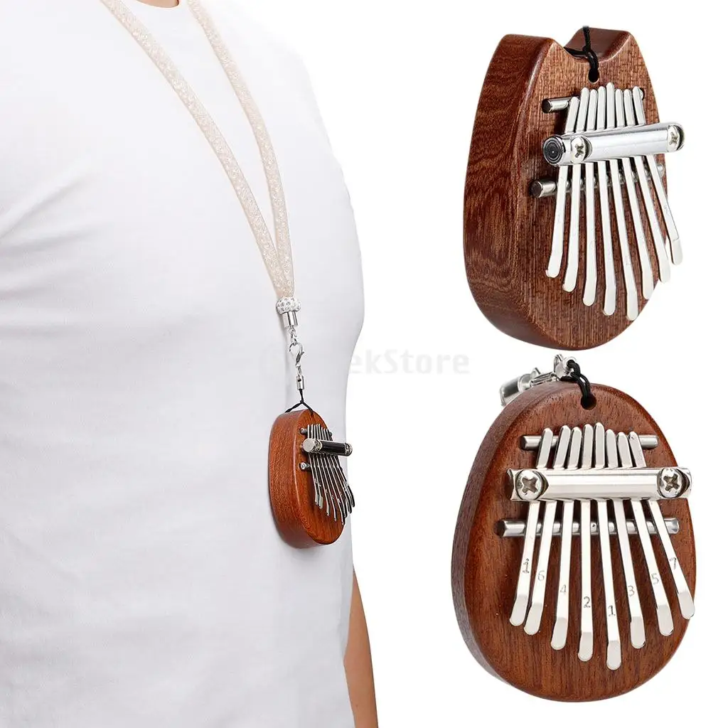 Exquisite 8 Keys Kalimba Thumb Piano With Lanyard Pendant Can Play Gifts