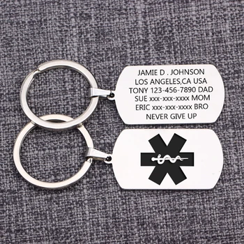 

Porte Clef Medical Alert IDGrandparents Dog Tag Warning Emergency Heart Disease Diabetes Keychain For the Old Custom Information