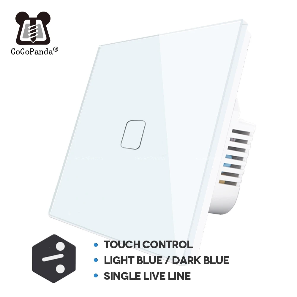 EU 1 2 3 Gang 2 Way Wall Light Controller  Home Automation Touch Switch For Stair Inside / Outside Control Switch Glass Panel