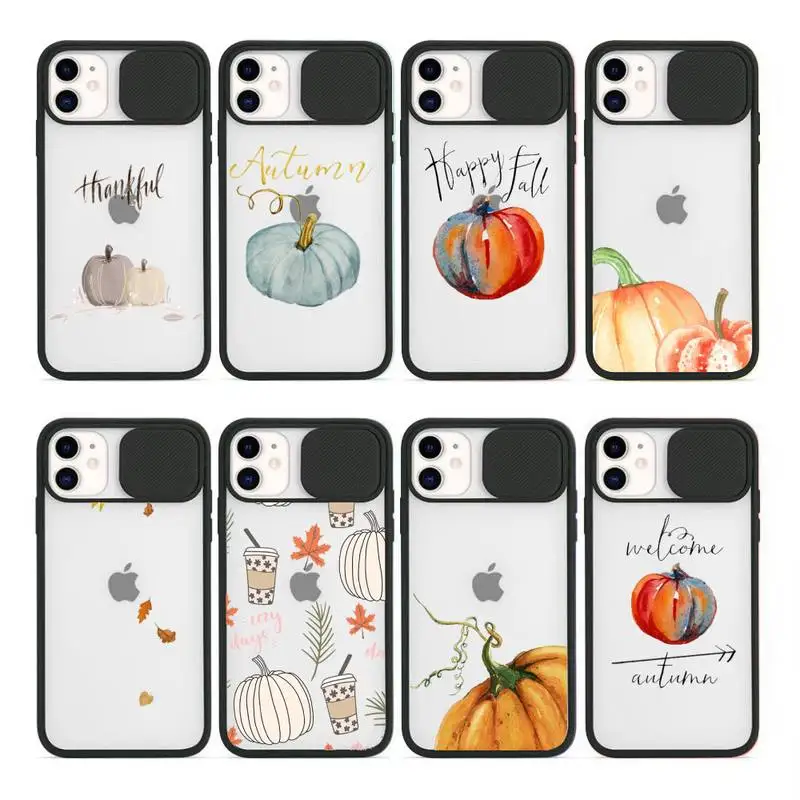 autumn happy pumpkins Phone Case For iPhone 12 11 8 7 se 2020 mini pro X XS XR MAX Plus Transparent Camera Protection Cover | Мобильные