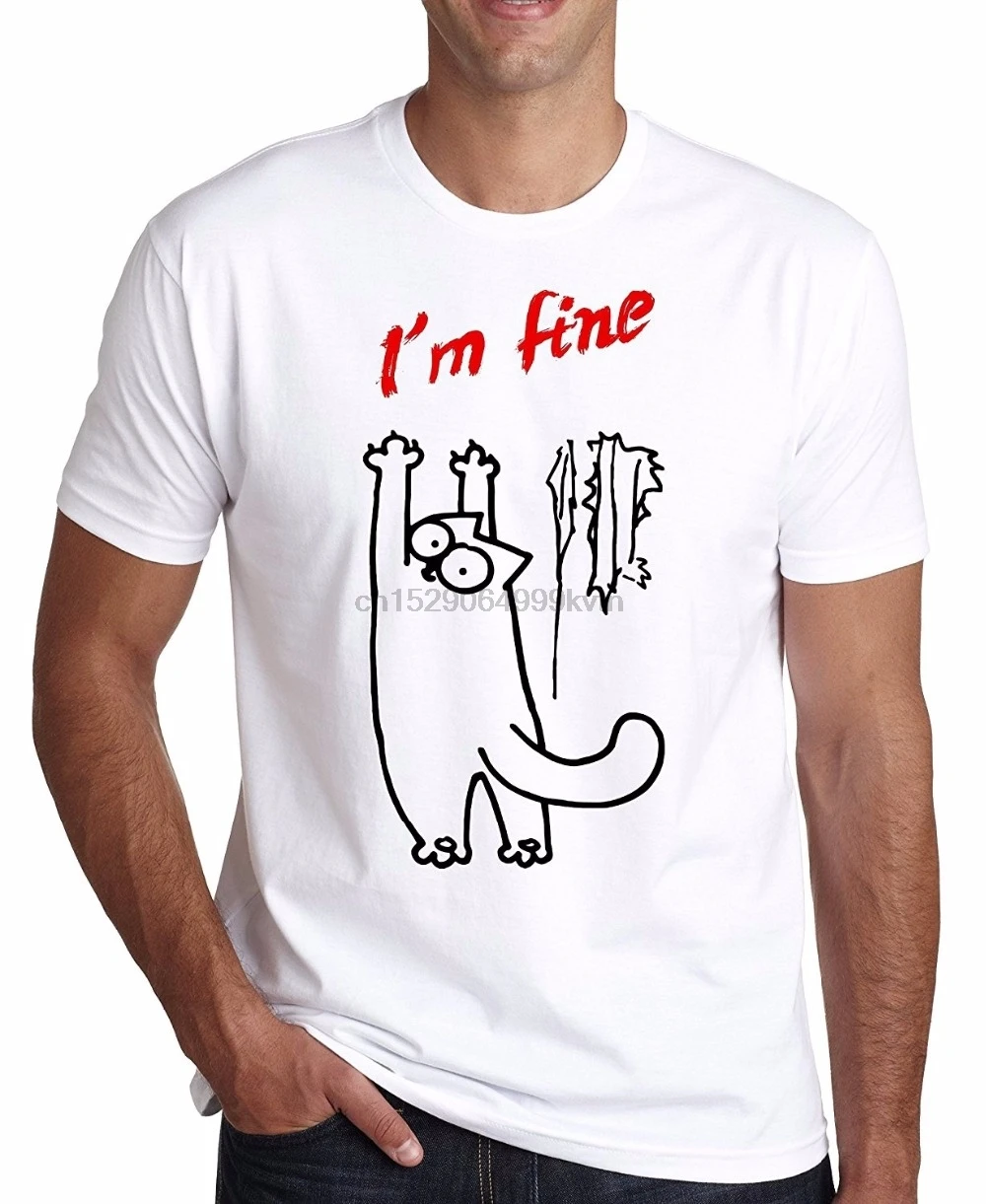 

Custom T Shirts Online Premium Crew Neck Short Sleeve IM Fine Simons Cat MenFunny T Shirt Mens Tee Shirts