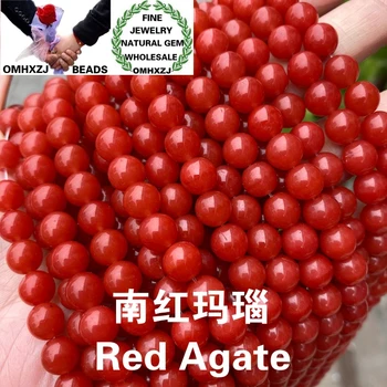 

OMHXZJ Wholesale ZB175 68mm DIY Bracelet Necklace Jewelry Making Accessories Components Natural Stone Fine Red Agate Round Beads