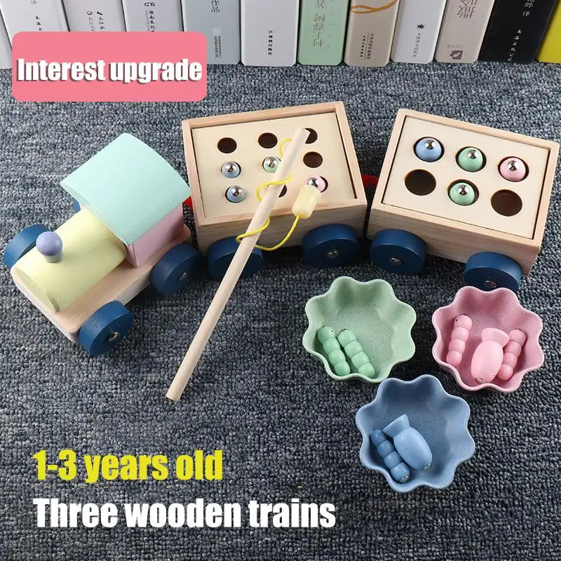 Montessori Toys for Wooden Trains Fishing Game Fine Motor Skill Learning Magnet  Fish Pole Clamp Chopsticks Education kids Gift - AliExpress