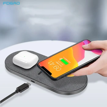 Fdgao 2 1で20ワットチーワイヤレス充電器サムスンS20 S10高速タイプc充電ドック用iphone 11 xs最大xr × 8 airpodsプロ