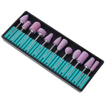 

12pcs/set Electric Manicure Grinding Head Ceramic Nail Bits Set with Plastic Box and Various Shapes for Manicure Pedicure Tools