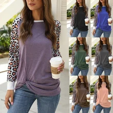 2020 Fashion T Shirt Women Leopard print O-Neck T-Shirt Casual Loose Long Sleeve Tops female Jumper Pullover tunic