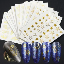 20pcs Geometric Nail Stickers Gold Triangle Star Slider Nail Art Sticker Set Water Decals Manicure Decorations Foils TRSTZ-YY20
