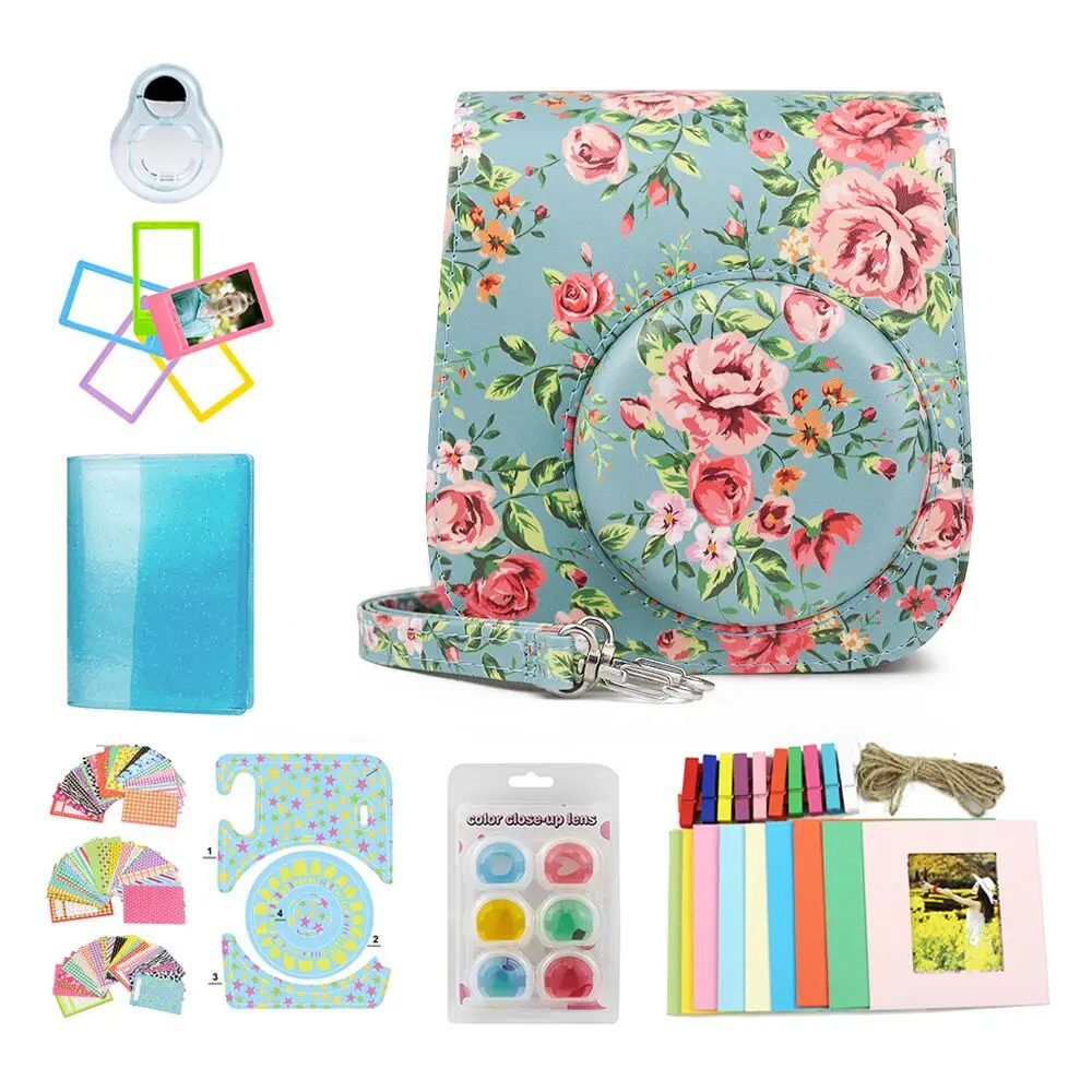 

CAIUL Accessorie kit for Fujifilm Instax Mini 11 Instant Film Camera Included mini camera case and more-Blue rose