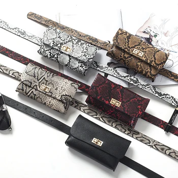 

Fashion Vintage Snake Pattern Pu Leather Detachable Belt Mobile Phone Snake Skin Package Dropshipping