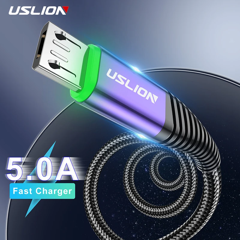 USLION 5A LED Micro USB Cable Fast Charging Charger Support Data Transmission For Xiaomi Samsung Android Phone | Мобильные телефоны