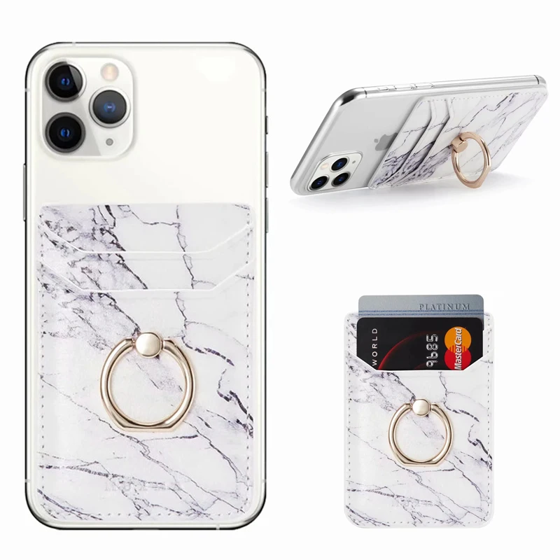 Leather Card Holder Sticker 3M Adhesives Credit ID Card Mobile Phone Back Pocket Wallet Case Sticker Phone Stand Suporte Celular kawaii phone cases samsung