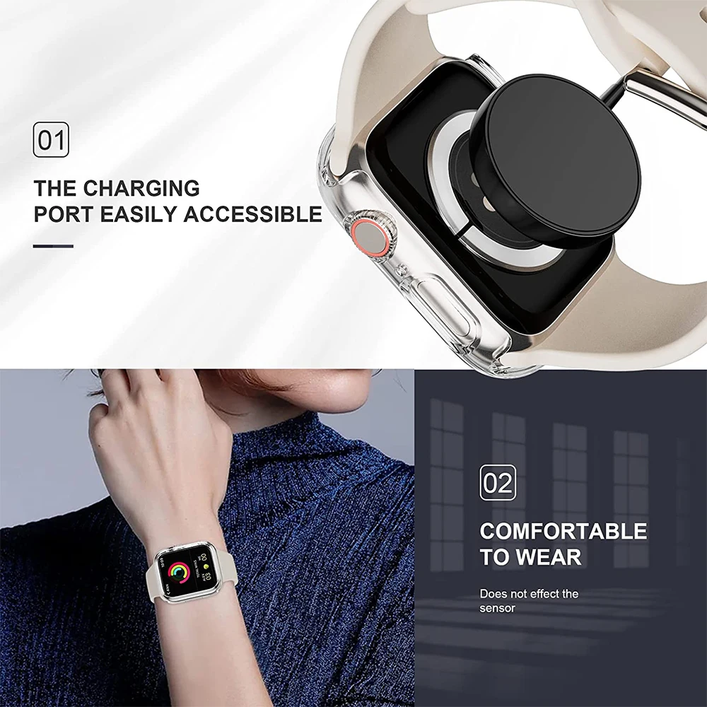 Case for Apple Watch Case Series 7 41mm 45mm iWatch Bumper Edge Case PC Shockproof Protective Cover Frame for iWatch 7 654 321