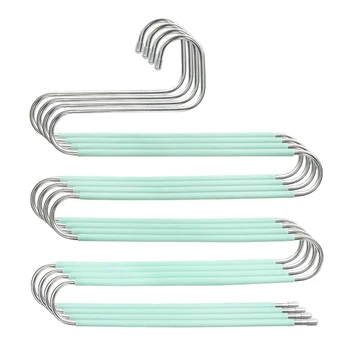 

HOT SALE Pants Hangers, Updated S Shaped Hanger Non Slip Clothes Hanger Space Saving for Jeans Trousers Slacks Leggings (Teal-4
