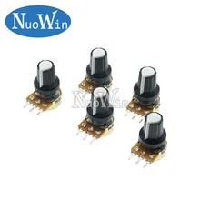 5 шт./лот WH148 1-10 K 20K 50K 100K 500K Ohm 15 мм 3 штифта линейный подшипник с коническим поворотный потенциометр резистор для Arduino с AG2 белый колпачок