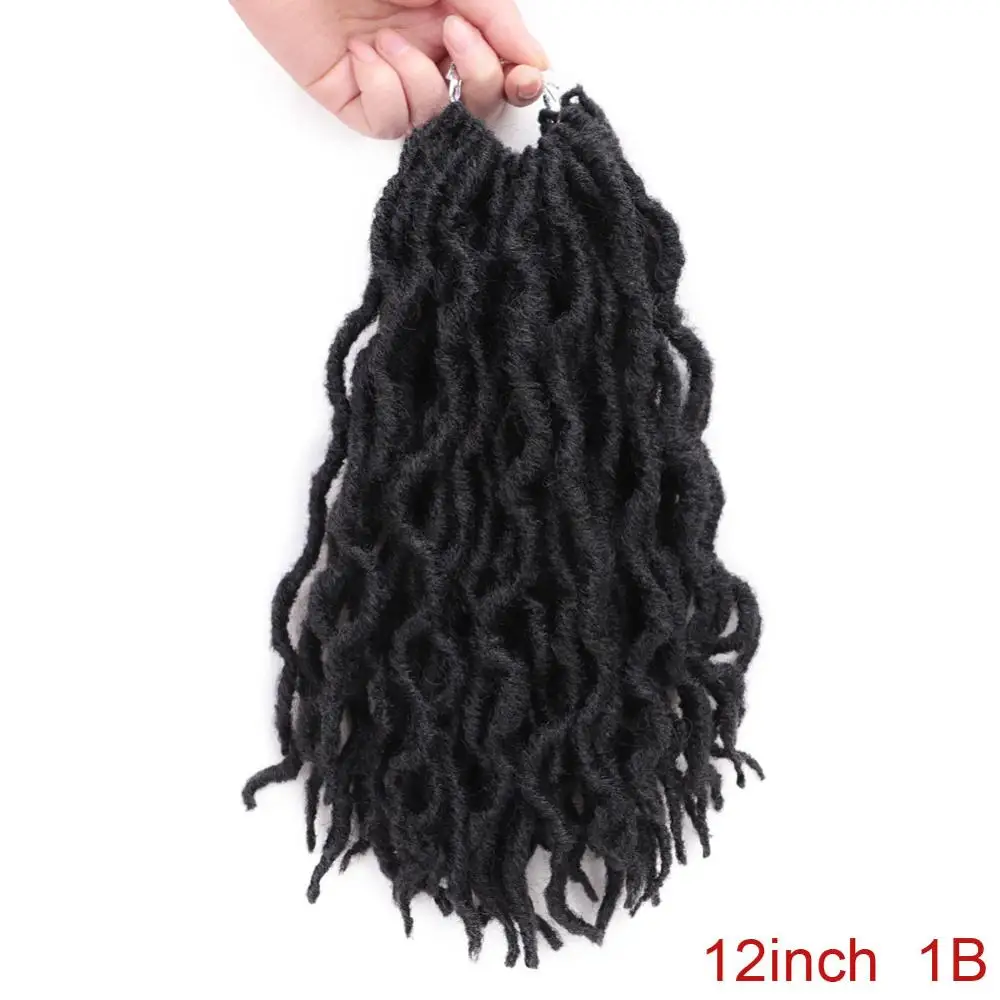 12/18 дюймов crochte косы короткие Faux locs Curly мягких волос синтетические волосы для оплетки удлинитель накладки из натуральных волос для любого Для женщин - Цвет: # 1B