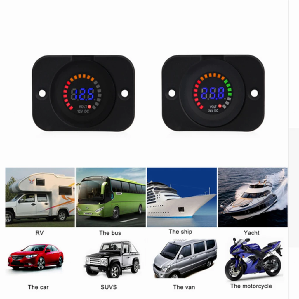 DC 12V LED Digital Panel Voltmeter Volt Meter Gauge for Car, Motorcycle, Boat, ATV,Camper, Caravans, Travel Trailer