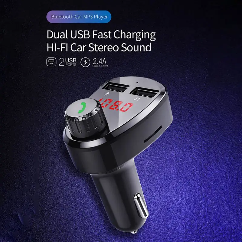 Двойной USB 4.1A автомобильный зарядный Автомобильный MP3-плеер Handsfree беспроводной Bluetooth fm-передатчик комплект ЖК-цифровые часы