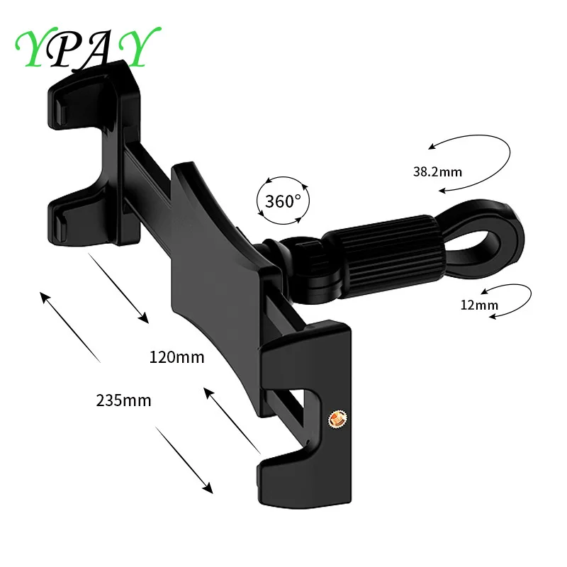 Автомобильный держатель для планшета YPAY для iPad Pro 12,9, регулируемый автомобильный подголовник, подставка на заднее сиденье, кронштейн для 4,7-13 дюймового мобильного телефона, ПК