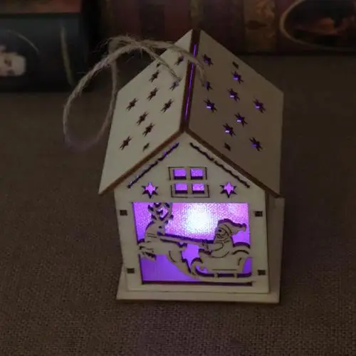 S Sled Deer Christmas Santa Claus Snowman LED Light Wooden House Hanging Ornaments Desktop Festival Decor Xmas Gift Wedding Navidad - Цвет: S Sled Deer