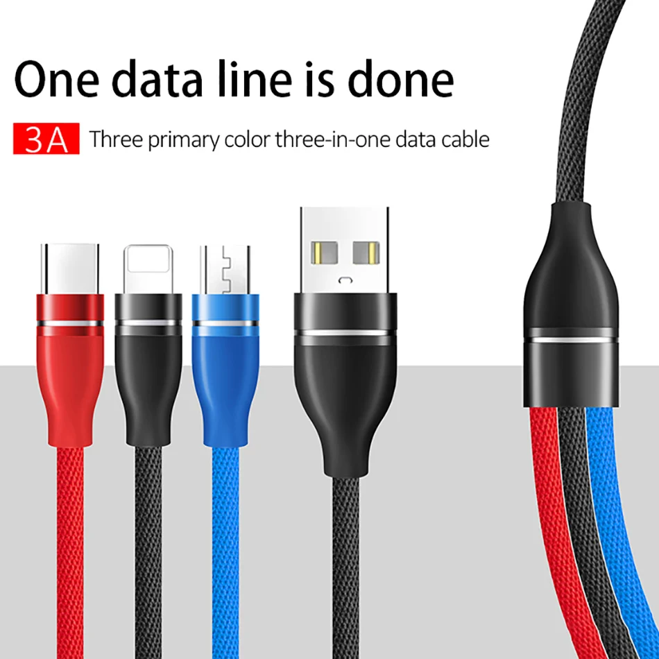 3 в 1 USB кабель для мобильного телефона Micro usb type C зарядный кабель для iPhone XR XS Max X huawei кабель для быстрой зарядки данных
