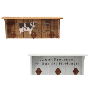 

European Retro Cow Rack Wall Key Hanger Creative Wood Decorative Hooks Key Holder Wall Home Storage Organization Wall Decoration