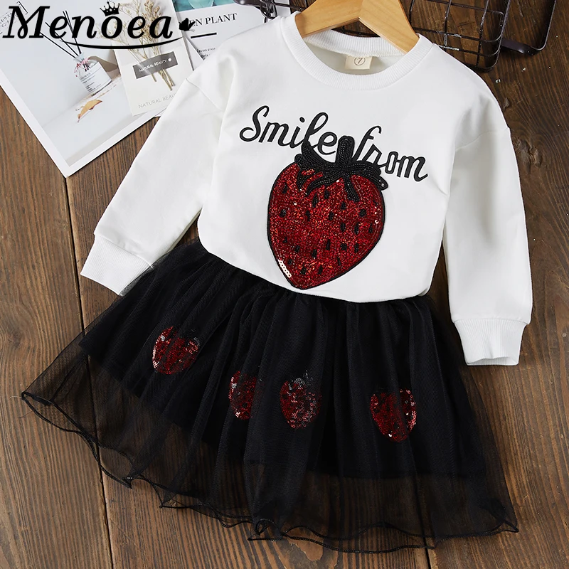 

Menoea Children Autumn Clothes 2019 Girls Strawberry Sequins Spring Dress Kids Mesh Design Dresses For 2-7Y Clothes