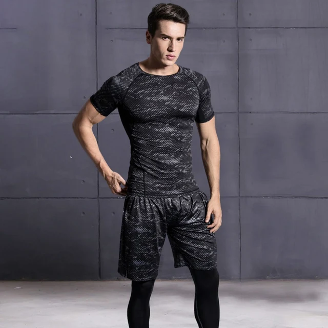 5 Pcs Set Men s Tracksuit Sports Suit Gym Fitness Compression Clothes Running Jogging Sport Wear