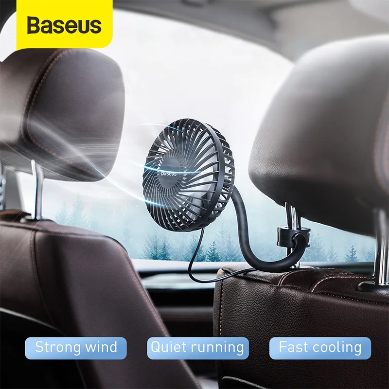 Baseus Car Fan 360 Degree Rotating Air Vent Conditioner Cooling Fan