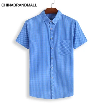 

Men Plus Fat Plus Size Short Sleeve Shirt Young Men Fat Man Business Leisure Grid Shirt Short Sleeve