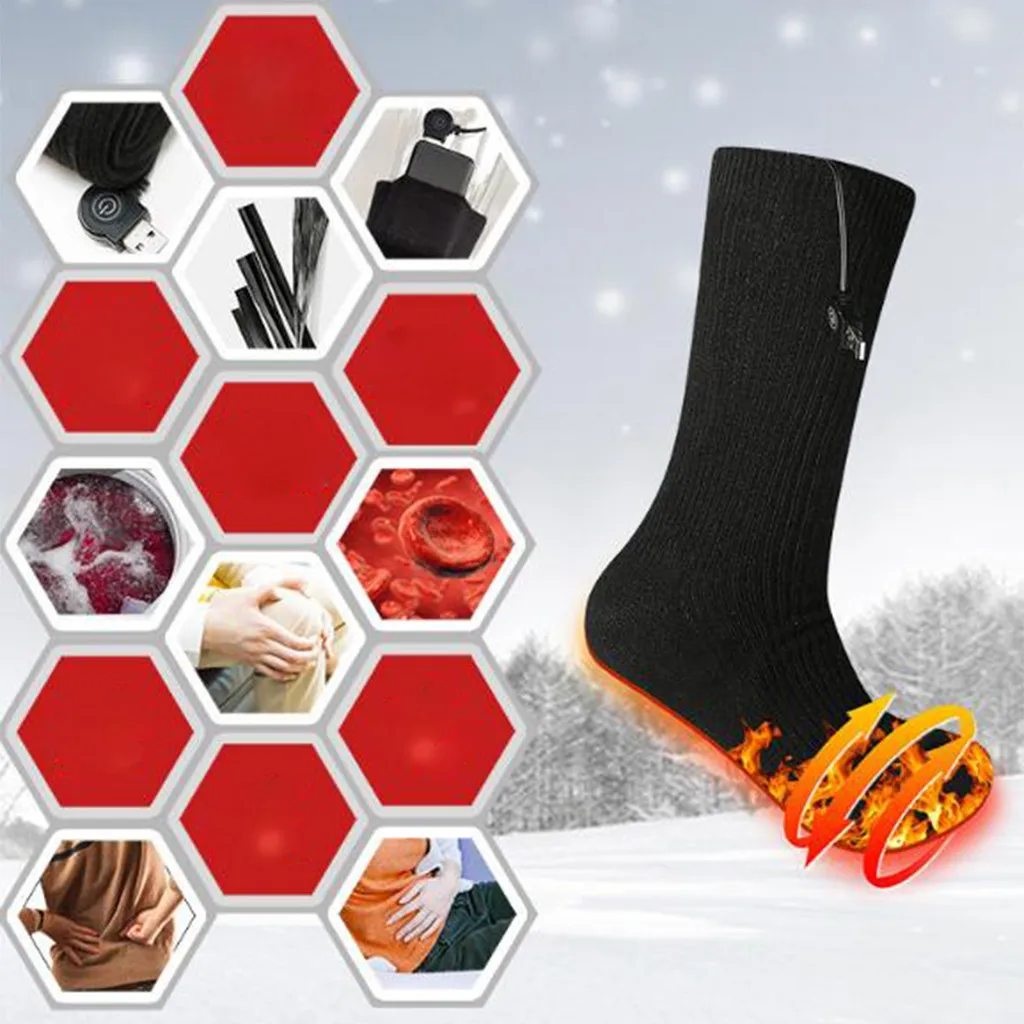 Теплые носки унисекс носки для мальчиков зимние теплые носки для девочек с зарядкой от usb теплые спортивные носки для катания на лыжах L501014