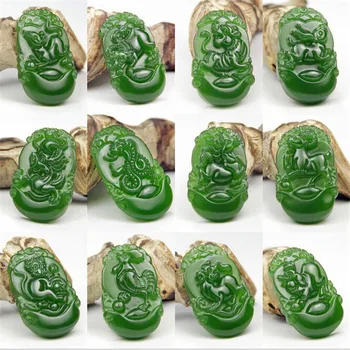

Spinach green jade zodiac chicken dog cow, sheep tiger and rabbit dragon dragon snake pig monkey mouse horse pendant and Tian Yu