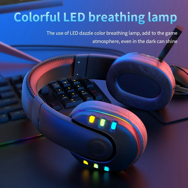 Headset Stereo Sound LED Gaming Headset Colorful LED Marquee Headphone Wired Gaming Luminous Headset for PC PS4