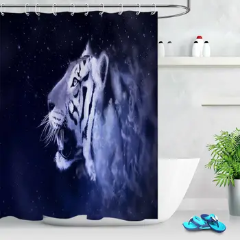 

Roaring Tiger Animals Print Waterproof Fabric Shower Curtain Set