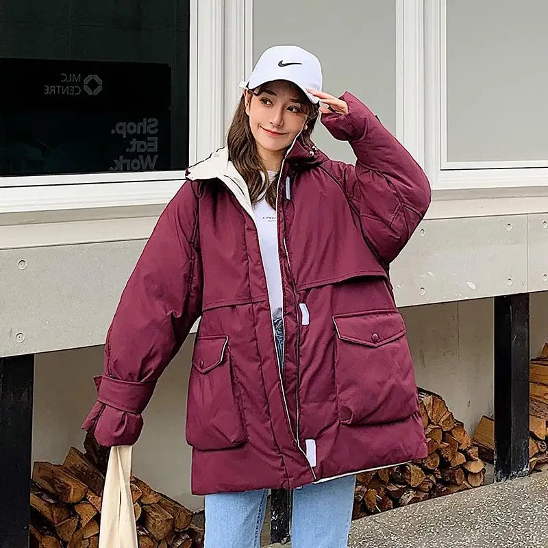 

Celebrity Style 2019 Winter Harajuku Elegant Korean-style WOMEN'S Wear Hooded Loose Women's Cotton-padded Clothes