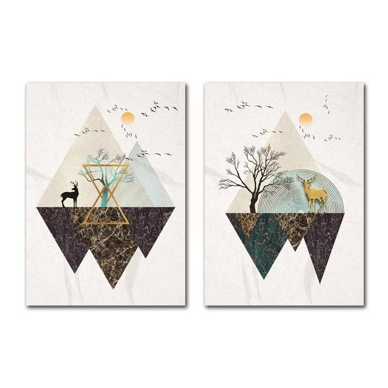 

Canvas Painting Minimalist Geometric Nordic Style Abstract Art Poster Landscape Modern Home Decoration Wall Pictures For Bedroom
