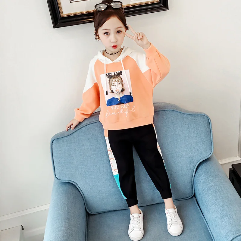 

Girls Tracksuit Children Clothes Sets Spring Autumn Hooded Tops Pants Casual Sport Suit for Girls Kids Clothing Set 8 10 Years