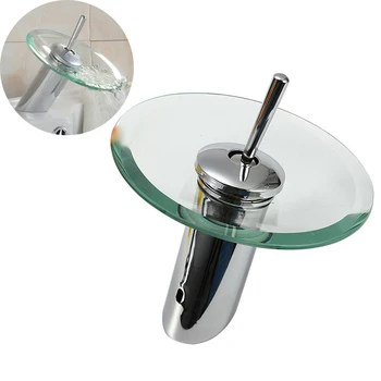 

1PC Basin Faucet Waterfall Spout Chrome Finish Bathroom Faucets Glass 360 Swivel Single Handle Tap Mixer Water