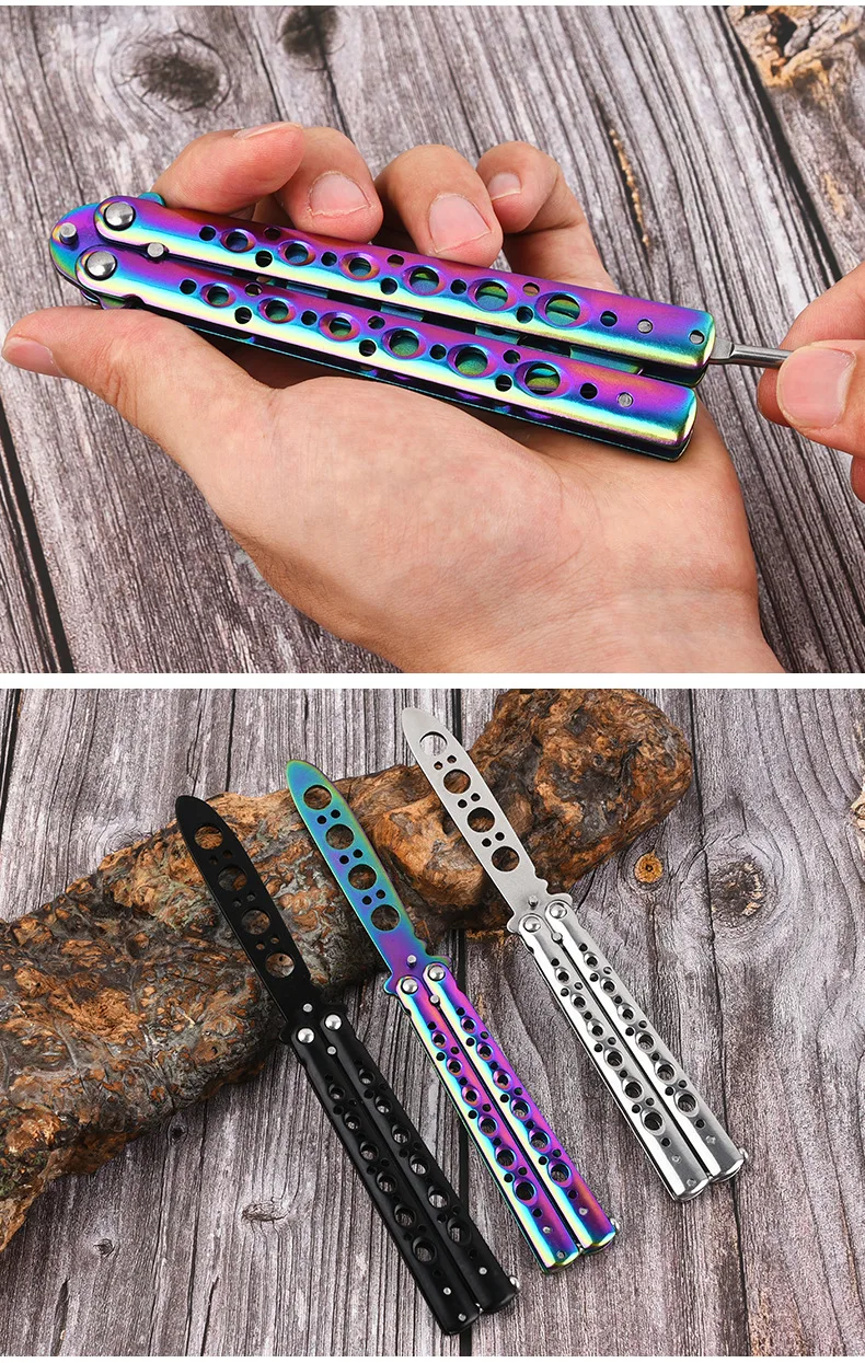 Portable Folding Butterfly Knife CSGO Balisong Trainer Stainless Steel Pocket Practice Knife Training Tool for Outdoor Games mini block plane