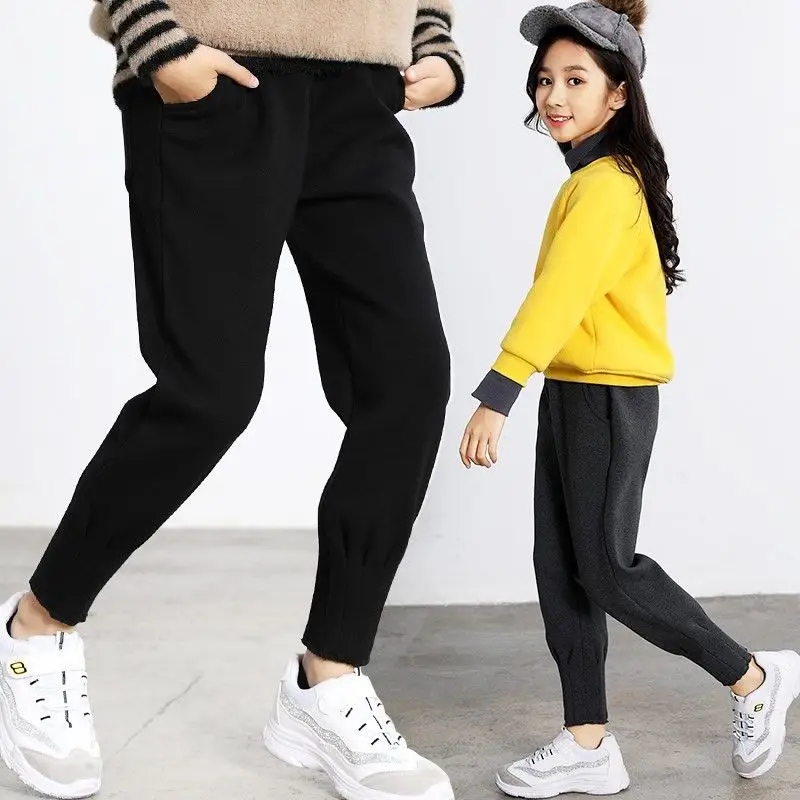 Plus Velvet Girls Carrot Pants Autumn And Winter New Spring And Autumn Fashion Casual Pants Children Boys Girls Sport Pants