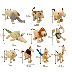 Muñeco de simulación de animales salvajes para niños, elefante, mono, vaca, jirafa, León, Tigre, oso, juguete educativo de madera
